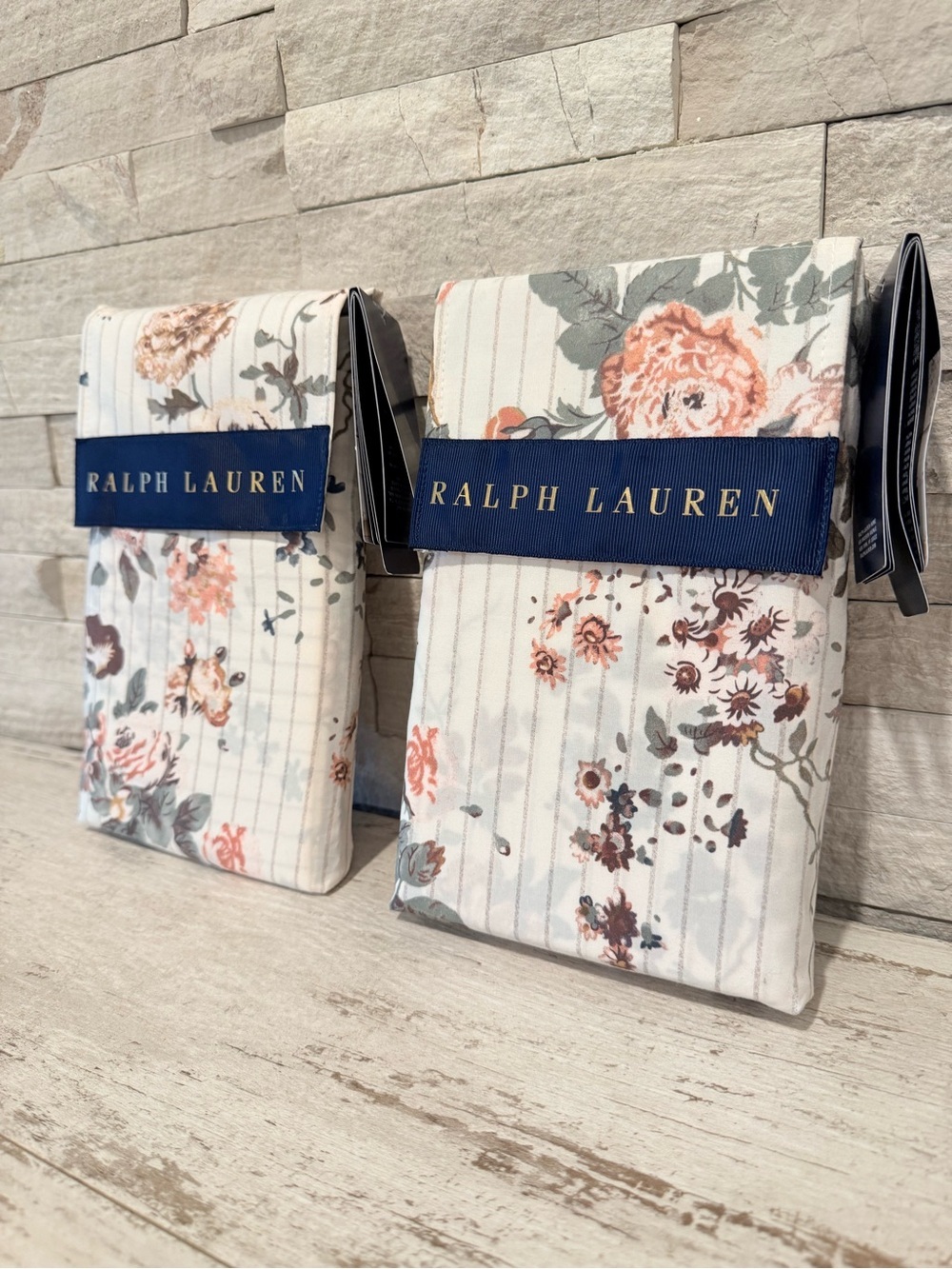 Ralph Lauren Thompson Floral Stripe Set Of 2 Standard Pillow Shams $370 NWT - Picture 3 of 13